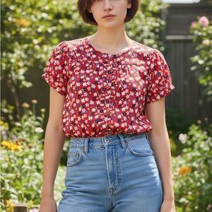 Crazy 8 red floral top